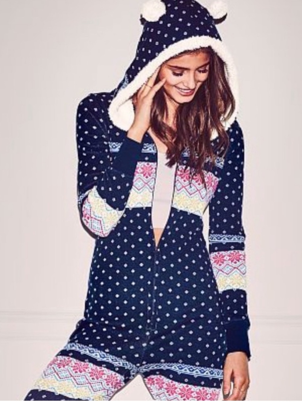 Victorias Secret - Fireside Fair Isle Bear Ears Onesie